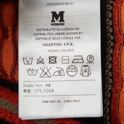 Pre Owned M Missoni Orange/Black Patterned Knit Long Sleeve Top L