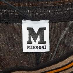 Pre Owned M Missoni Multicolor Floral Pattern Knit Wide Leg Pants L
