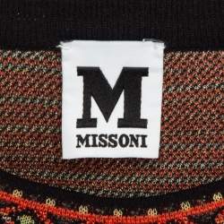 Pre Owned M Missoni Orange Floral Jacquard Knit Top M