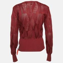 Pre Owned M Missoni Dark Red Patterned Knit Jumper M