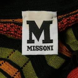 M Missoni Multicolor Patterned Knit Ruffle Detail Midi Dress L