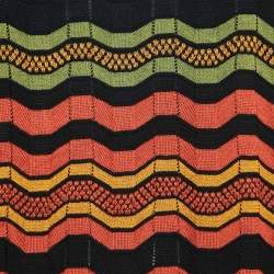 M Missoni Multicolor Patterned Knit Ruffle Detail Midi Dress L