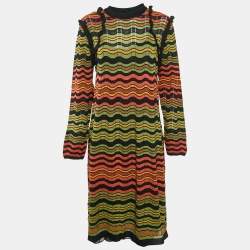 M Missoni Multicolor Patterned Knit Ruffle Detail Midi Dress L