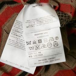 Pre Owned M Missoni Multicolor Patterned Knit Ruffle Detail Midi Dress L