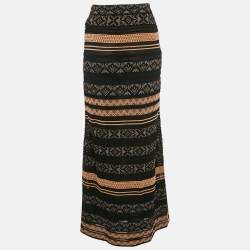 Pre Owned M Missoni Multicolor Patterned Knit Maxi Skirt L