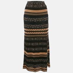 Pre Owned M Missoni Multicolor Patterned Knit Maxi Skirt L