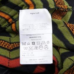 Pre Owned M Missoni Multicolor Patterned Knit Ruffle Detail Midi Dress L