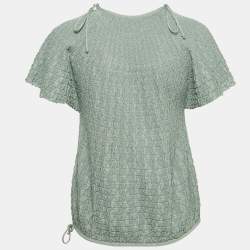 Pre Owned M Missoni Green Textured Lurex Knit Top L