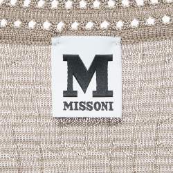 Pre Owned M Missoni Dark Beige Patterned Wool Blend Knit Sleeveless Top S