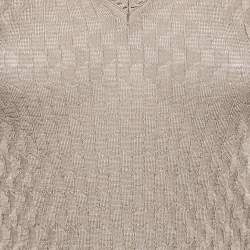 Pre Owned M Missoni Dark Beige Patterned Wool Blend Knit Sleeveless Top S