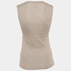 Pre Owned M Missoni Dark Beige Patterned Wool Blend Knit Sleeveless Top S