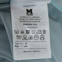 Pre Owned M Missoni Blue Patterned Knit V-Neck Sleeveless Midi Dress L