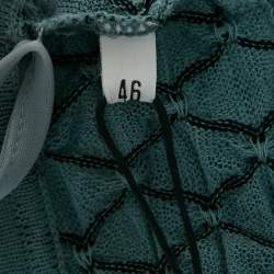 Pre Owned M Missoni Blue Patterned Knit V-Neck Sleeveless Midi Dress L