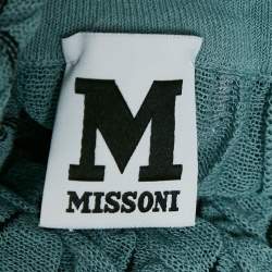 Pre Owned M Missoni Blue Patterned Knit V-Neck Sleeveless Midi Dress L