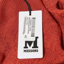 Pre Owned M Missoni Rust Orange Patterned Knit Round Neck Top S