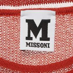 Pre Owned M Missoni Rust Orange Patterned Knit Round Neck Top S