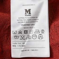 Pre Owned M Missoni Rust Orange Patterned Knit Round Neck Top M