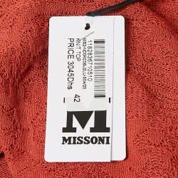 Pre Owned M Missoni Rust Orange Patterned Knit Round Neck Top M