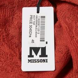 Pre Owned M Missoni Rust Orange Patterned Knit Round Neck Top L