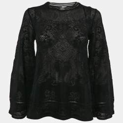 M Missoni Black Patterned Knit Round Neck Full Sleeve Top S