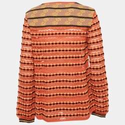 Pre Owned M Missoni Multicolor Patterned Knit Long Sleeve Top L
