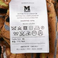 Pre Owned M Missoni Beige/Multicolor Patterned Knit Long Sleeve Top L