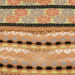 Pre Owned M Missoni Beige/Multicolor Patterned Knit Long Sleeve Top L