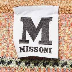 Pre Owned M Missoni Beige/Multicolor Patterned Knit Long Sleeve Top L