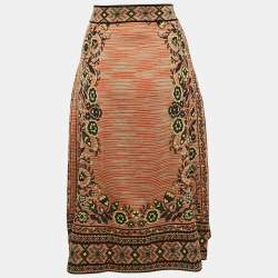 مملوكة مسبقًا M Missoni Multicolor Patterned Knit Wool Blend Midi Skirt S