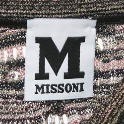 M Missoni Multicolor Pinhole Patterned Lurex Knit Tie-Up Neck Maxi Dress M