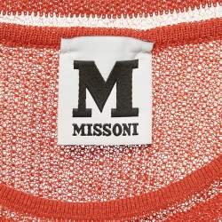 M Missoni Burnt Orange Floral Knit Long Sleeve Top L