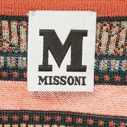 M Missoni Orange/Multicolor Patterned Knit Wool Blend Cardigan L