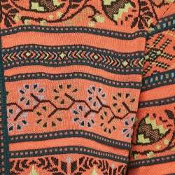 M Missoni Orange/Multicolor Patterned Knit Wool Blend Cardigan L