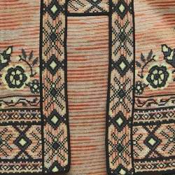Pre Owned M Missoni Orange Floral Intarsia Stretch Knit Midi Skirt & Top Set M/L