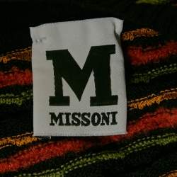 Pre Owned M Missoni Black/Brown Eyelet Patterned Knit Cardigan S