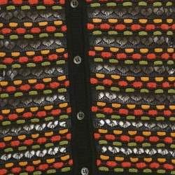 Pre Owned M Missoni Black/Brown Eyelet Patterned Knit Cardigan S