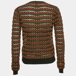 Pre Owned M Missoni Black/Brown Eyelet Patterned Knit Cardigan M
