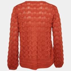 Pre Owned M Missoni Burnt Orange Patterned Knit Long Sleeve Top S