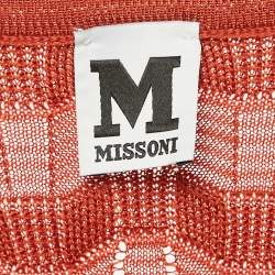 Pre Owned M Missoni Burnt Orange Patterned Knit Long Sleeve Top S