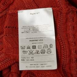 Pre Owned M Missoni Burnt Orange Patterned Knit Long Sleeve Top S