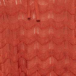 Pre Owned M Missoni Burnt Orange Patterned Knit Long Sleeve Top S