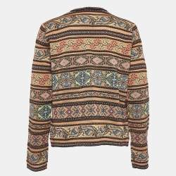 M Missoni Beige Floral Intarsia Knit Long Sleeve Cardigan L