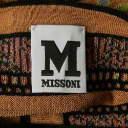M Missoni Beige Floral Intarsia Knit Long Sleeve Cardigan L
