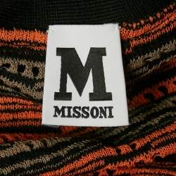 مملوكة مسبقًا M Missoni Orange/Black Patterned Knit Belted Cardigan S