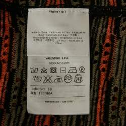 مملوكة مسبقًا M Missoni Orange/Black Patterned Knit Belted Cardigan S