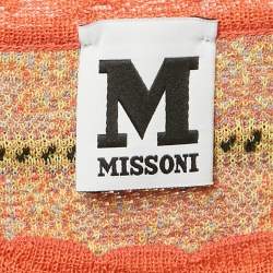 Pre Owned M Missoni Orange Pointelle Knit Long Sleeve Top S
