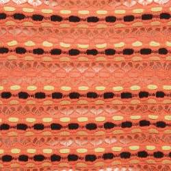 Pre Owned M Missoni Orange Pointelle Knit Long Sleeve Top S