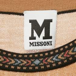 Pre Owned M Missoni Beige Patterned Intarsia Wool Knit Sleeveless Midi Dress S