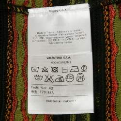 Pre Owned M Missoni Green/Orange Patterned Knit Long Sleeve Top S