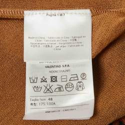 Pre Owned M Missoni Brown Wool Blend Knit Contrast Patterned Knit Trim Detail Top L